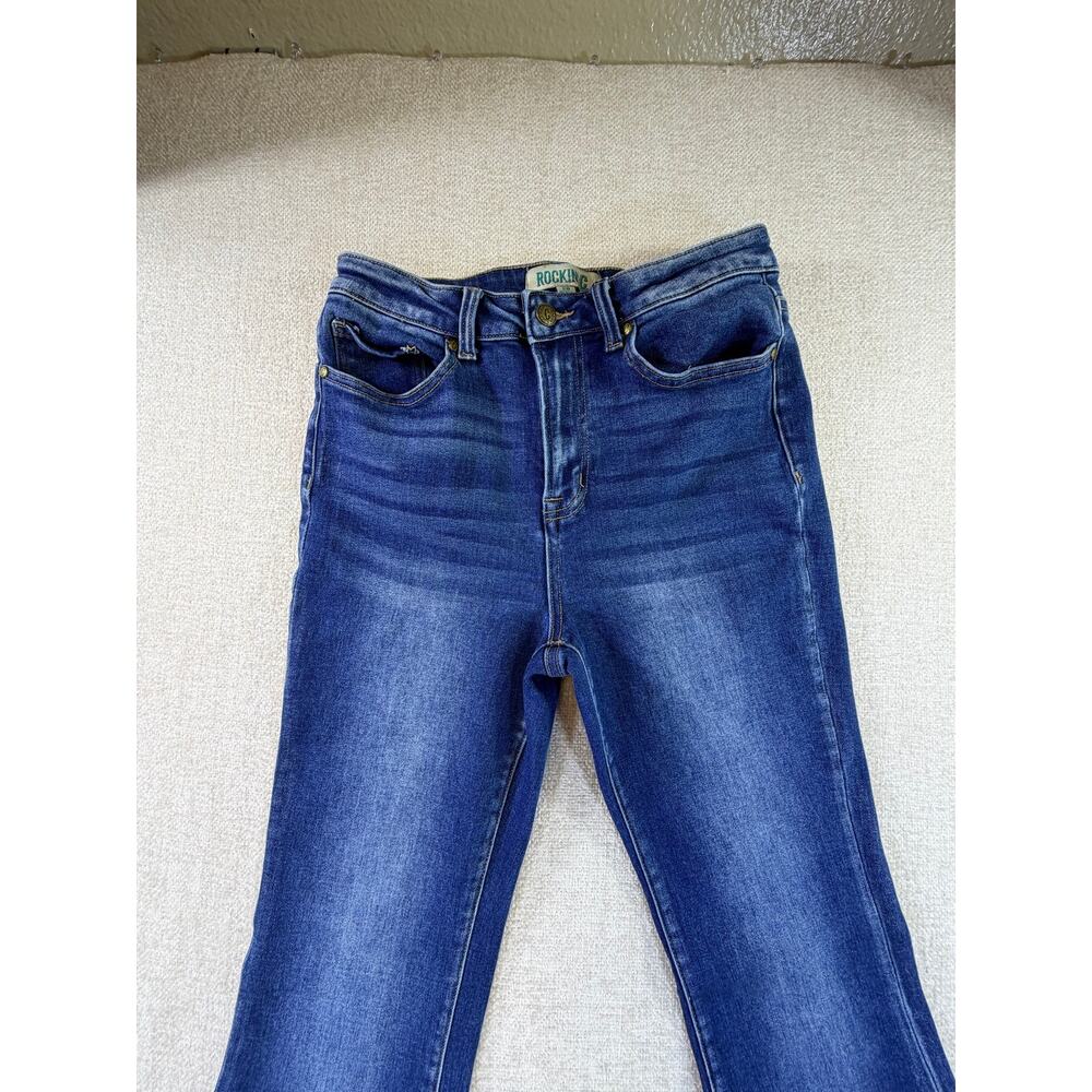 Rockin' C Women's 28 Blue Flare Leg 5 Pocket Western Denim Jeans Cowgirl Pants - Picture 9 of 10